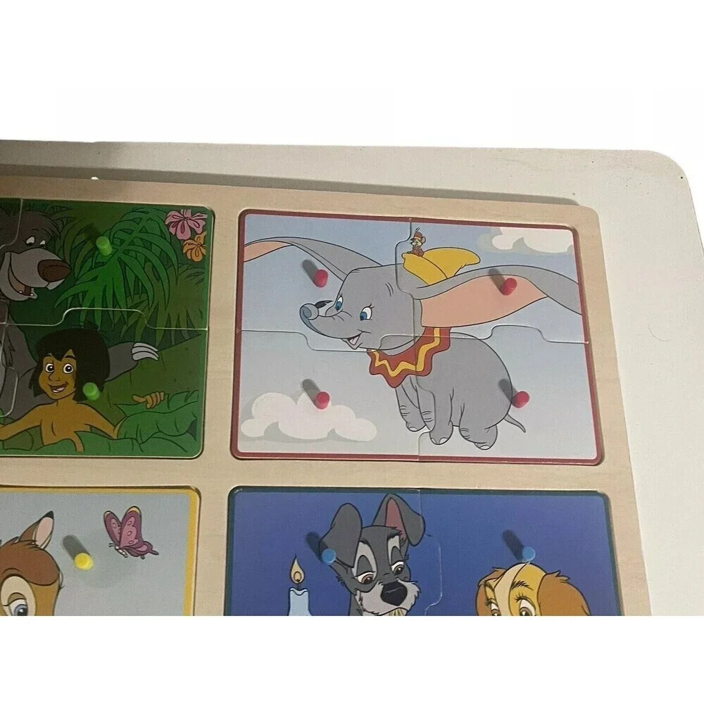 Melissa & Doug Disney Wooden Peg Puzzle Jungle Book Lady Tramp Bambi Dumbo RARE
